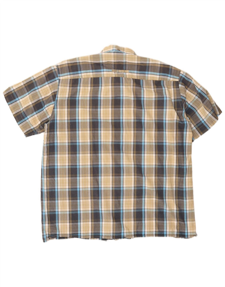 CAMEL ACTIVE Camisa de manga corta para hombre de algodón con cuadros multicolores grandes