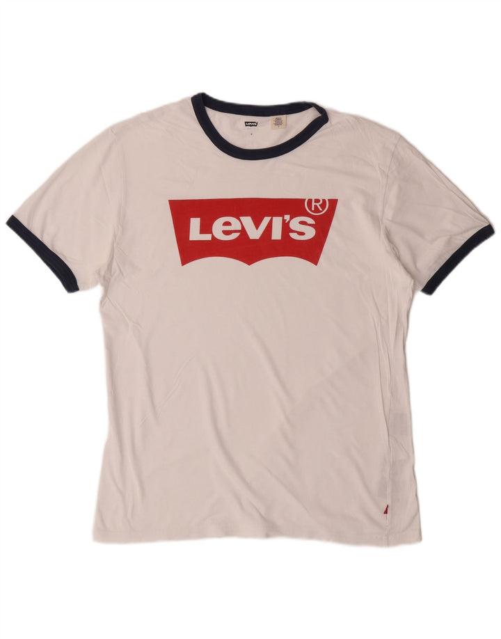 LEVI'S Camiseta gráfica para hombre Top mediano algodón blanco clásico