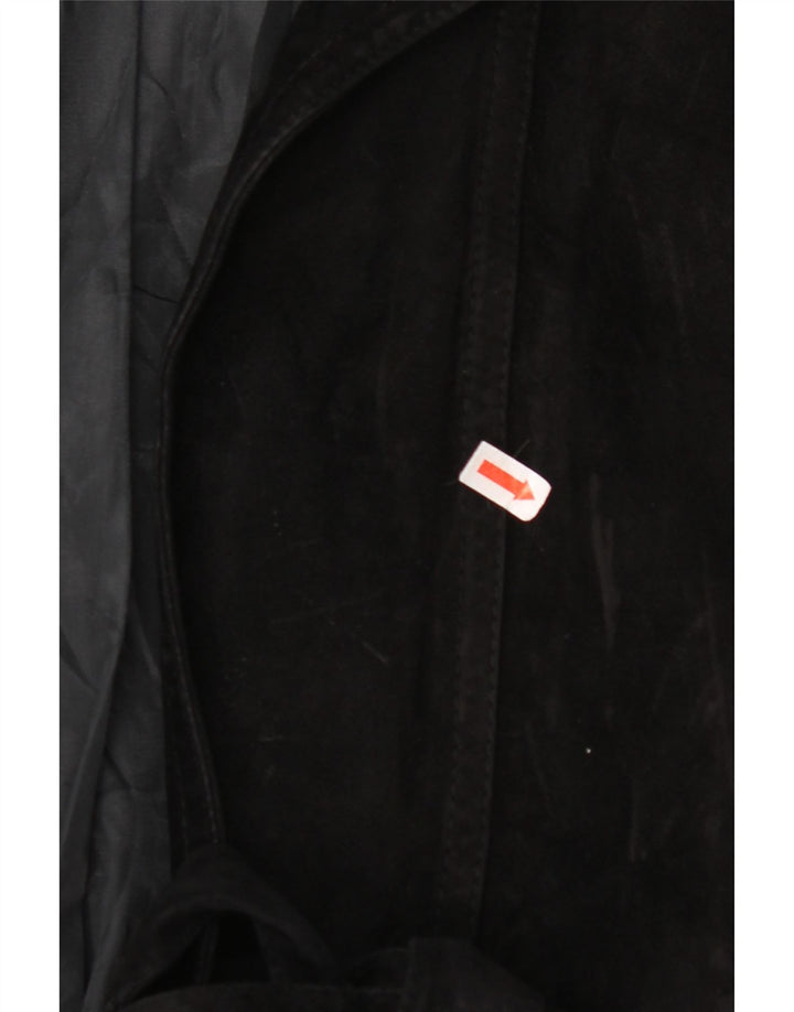 VINTAGE Chaqueta de ante para mujer Reino Unido 14 Grande Negro