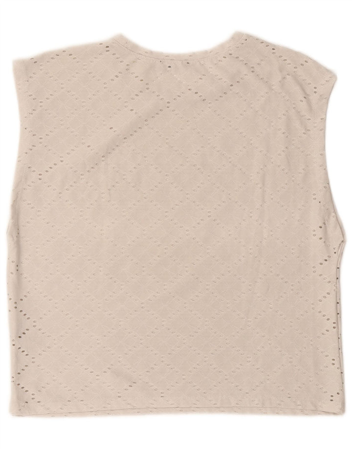 Zara Blusa Extragrande Sin Mangas para Mujer Top UK 10 Small Off White Poliéster