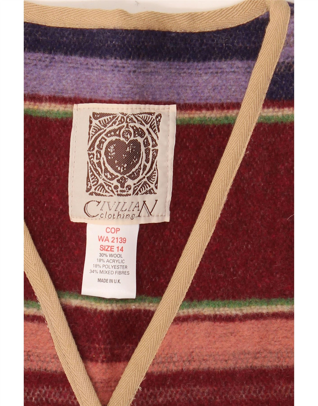 CIVILIAN Suéter tipo cárdigan extragrande para mujer Reino Unido 14 Grande Multicolor