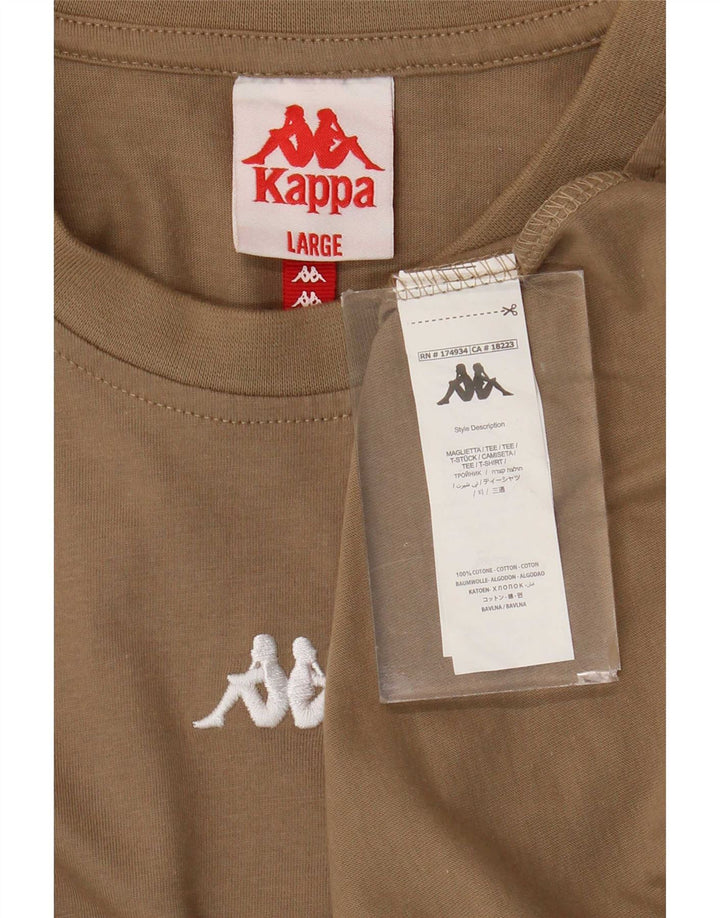 Kappa Hombre Camiseta Top Grande Marrón Algodón