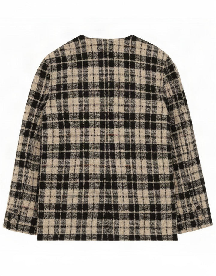 Vintage Womens 6 Button Blazer Jacket UK 10 Small Black Plaid