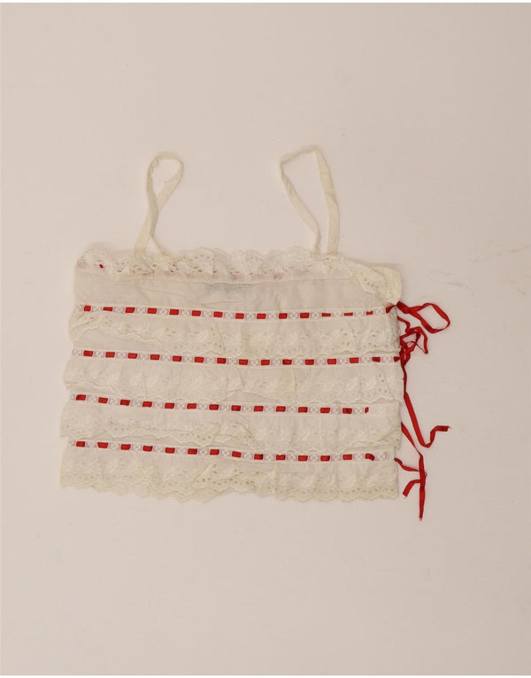 Lorena'O Top corto de tirantes para mujer IT 40 Small White Stripe Cotton