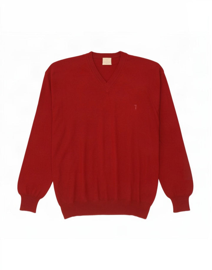 Trussardi Jersey Con Cuello De Pico Large De Lana Merino Rojo Hombre