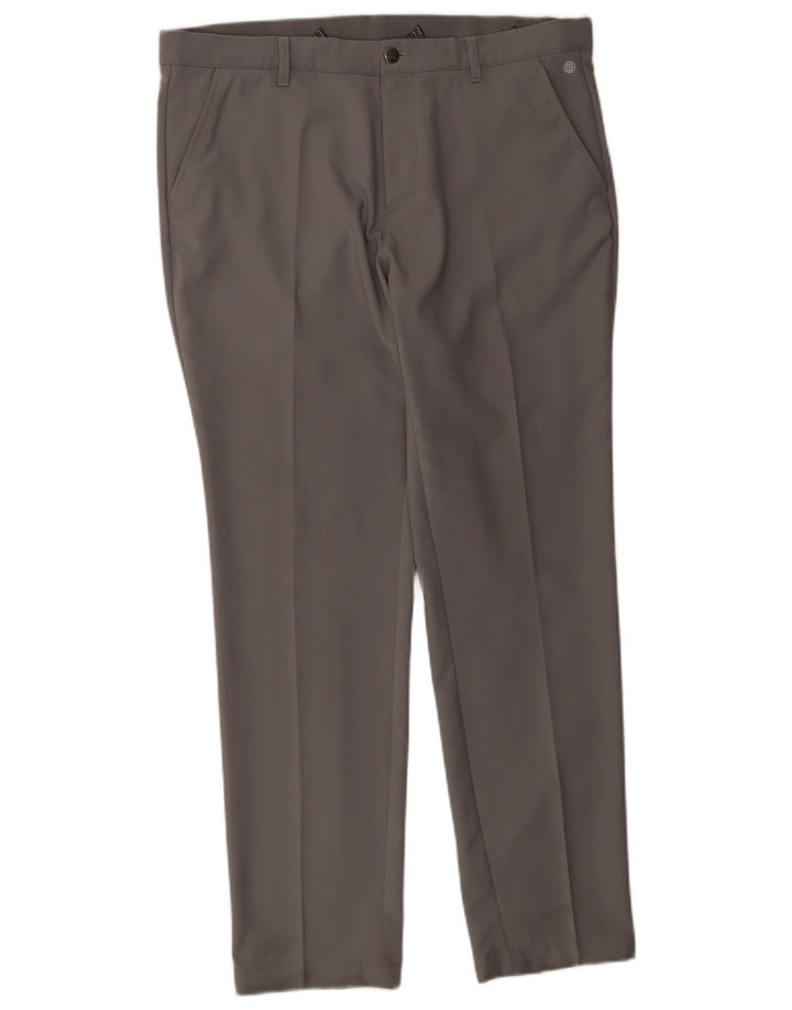 Adidas Hombre Slim Chino Pantalones W36 L32 Gris Poliéster