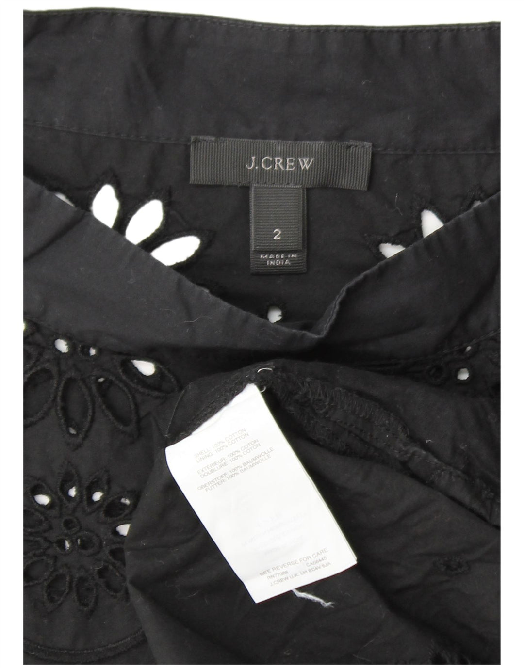 J. CREW Blusa de manga larga para mujer US 2 XS Algodón floral negro