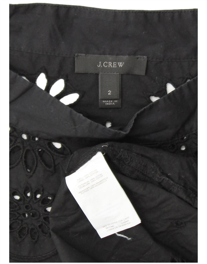 J. CREW Blusa de manga larga para mujer US 2 XS Algodón floral negro
