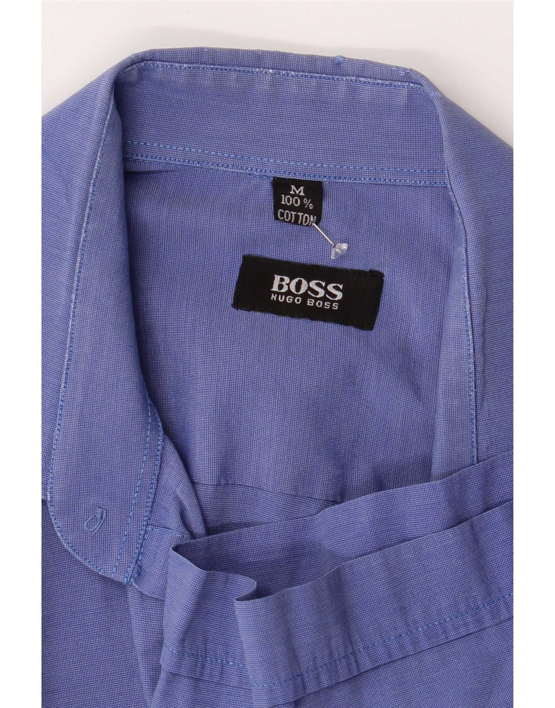 Camisa Hugo Boss Hombre Manga Corta Regular Fit Algodón Azul Medio
