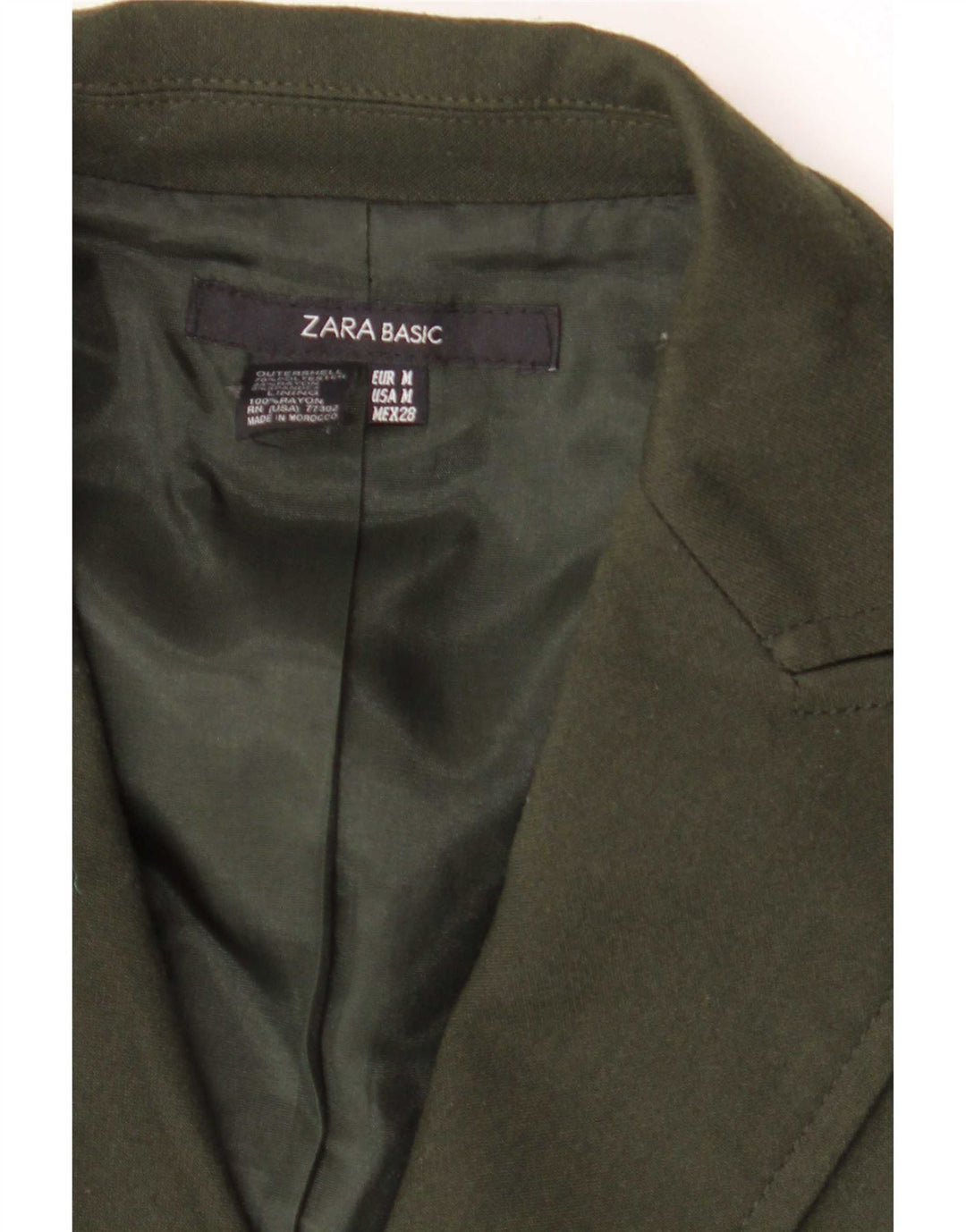 Zara Chaqueta Blazer De 2 Botones Para Mujer UK 42 Poliéster Caqui Mediano