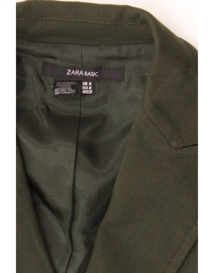 Zara Chaqueta Blazer De 2 Botones Para Mujer UK 42 Poliéster Caqui Mediano