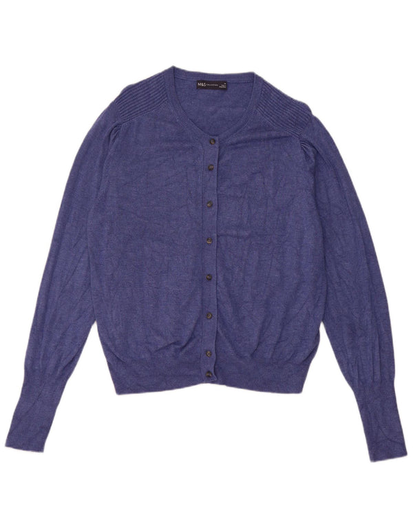Marks & Spencer Suéter tipo cárdigan para mujer UK 44 Viscosa azul medio