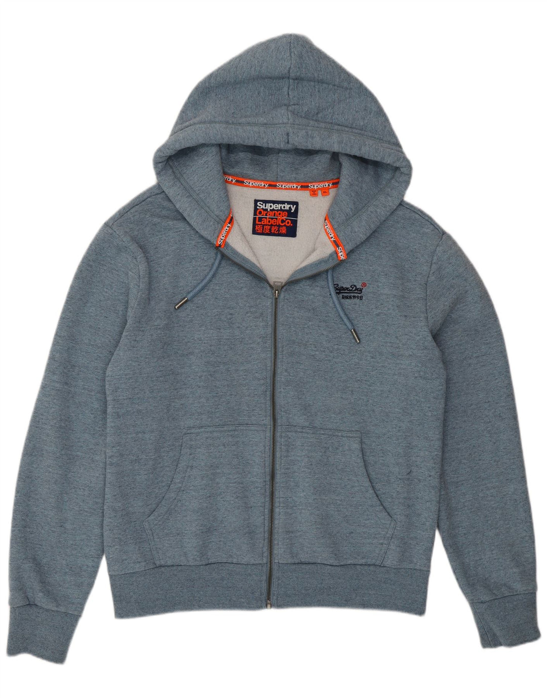 SUPERDRY Sudadera con capucha y cremallera para hombre XL Algodón azul