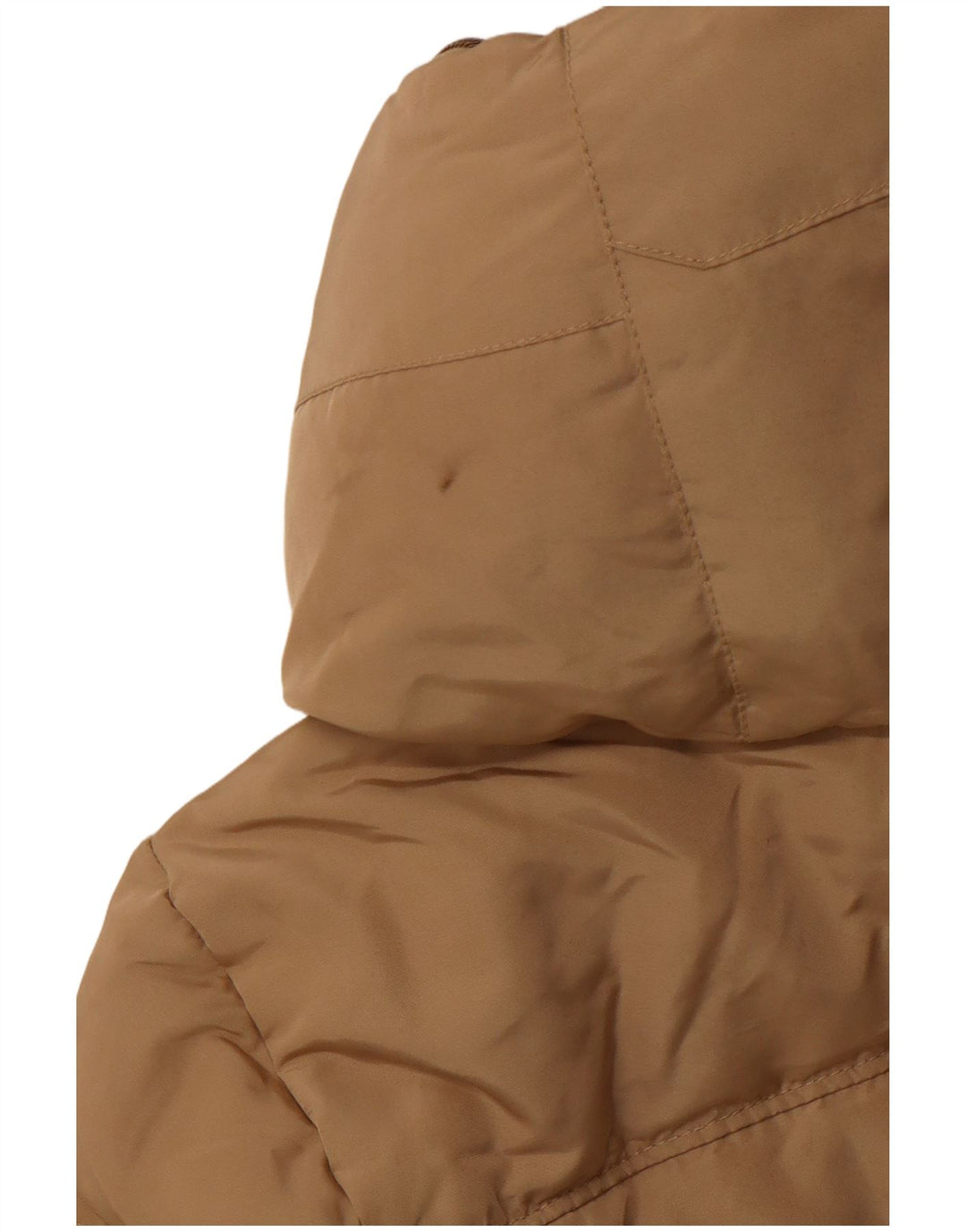 Zara Mujer Abrigo Acolchado Con Capucha UK 42 Poliéster Beige Medio