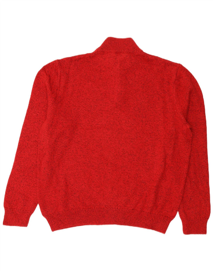 Chaps Suéter tipo jersey con cuello y cremallera para hombre 2XL Algodón moteado rojo