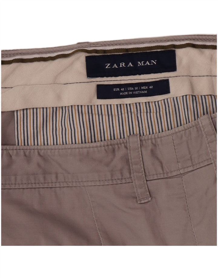 Zara Mens Pegged Chino Shorts EU 42 Large W32 Gris