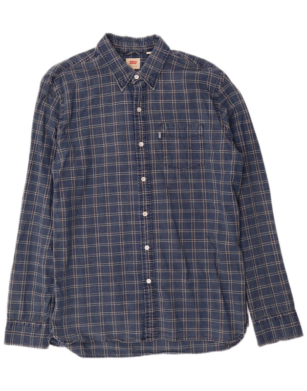 Camisa Levi's para hombre de algodón a cuadros azul marino grande