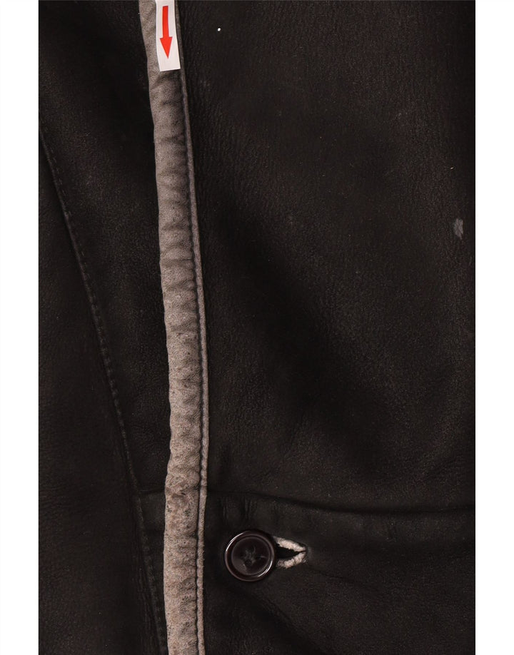 Vintage hombres shearling chaqueta IT 50 grande negro shearling