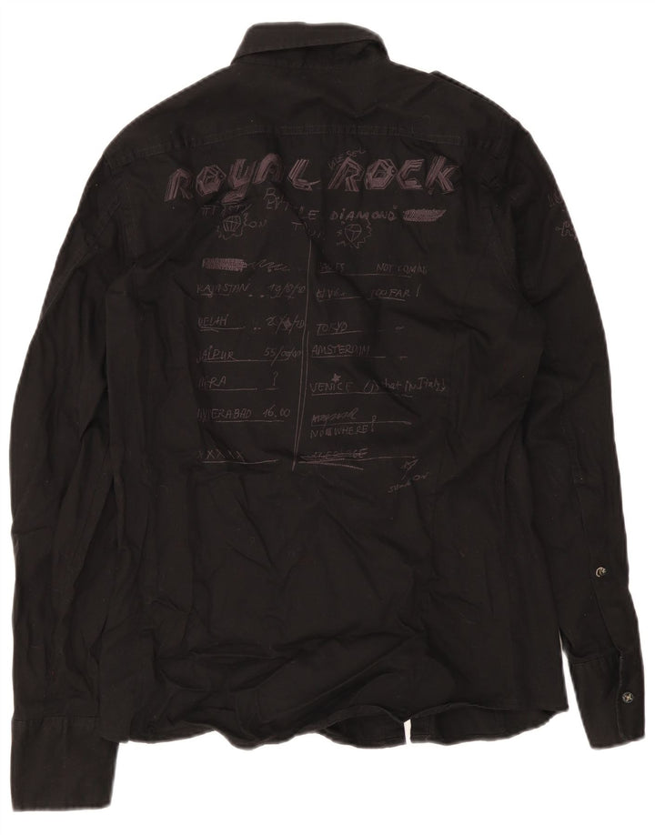 Diesel Camisa Militar Con Estampado De Hombre De Algodón Negro Mediano