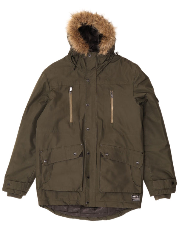 Supply & Demand Parka con capucha para hombre UK 42 XL Caqui Acrílico