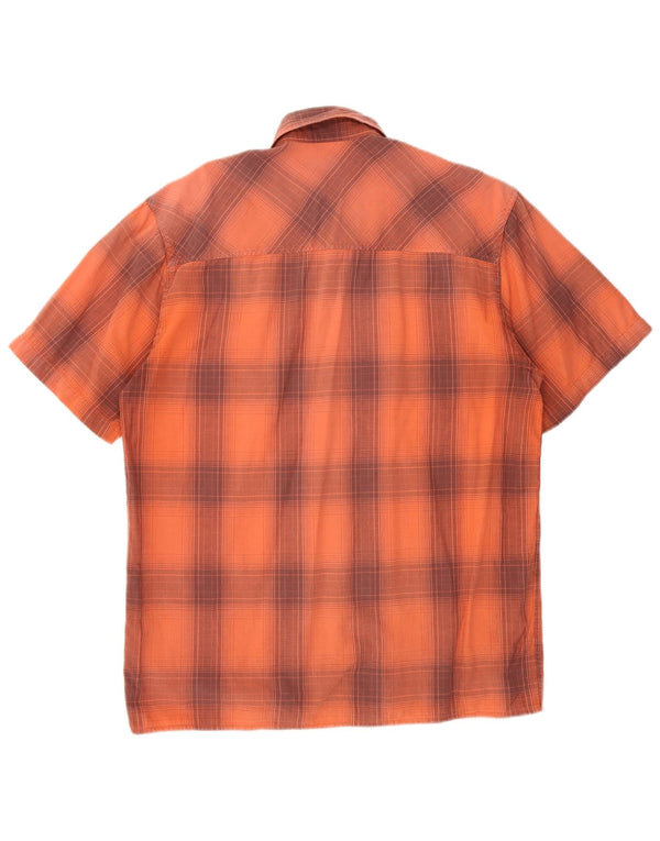 Wrangler Camisa De Manga Corta Para Hombre Algodón A Cuadros Naranja Medio