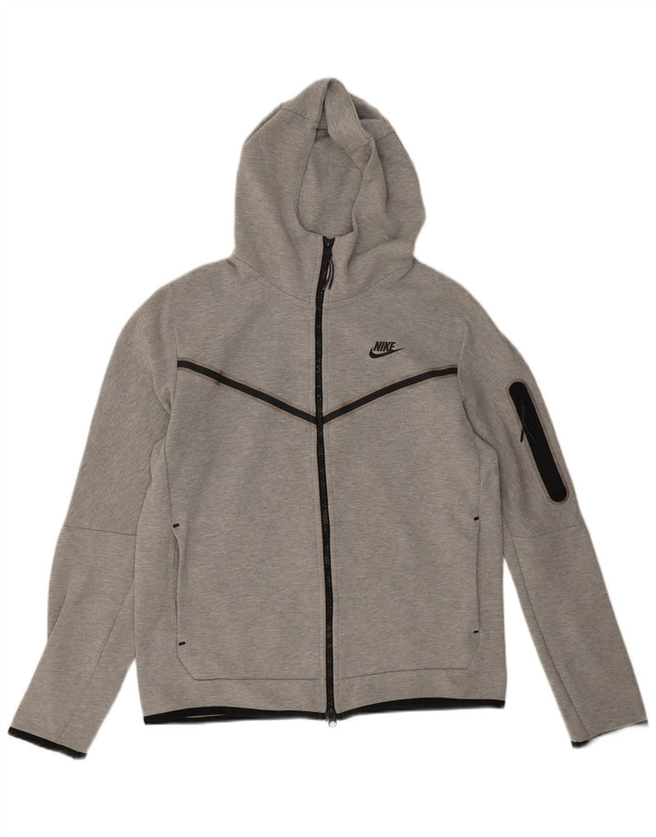 Nike - Sudadera con capucha y cremallera para hombre, algodón moteado en gris medio