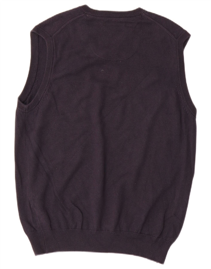 Marks & Spencer Camiseta sin mangas Blue Harbor para hombre, talla mediana, algodón azul marino