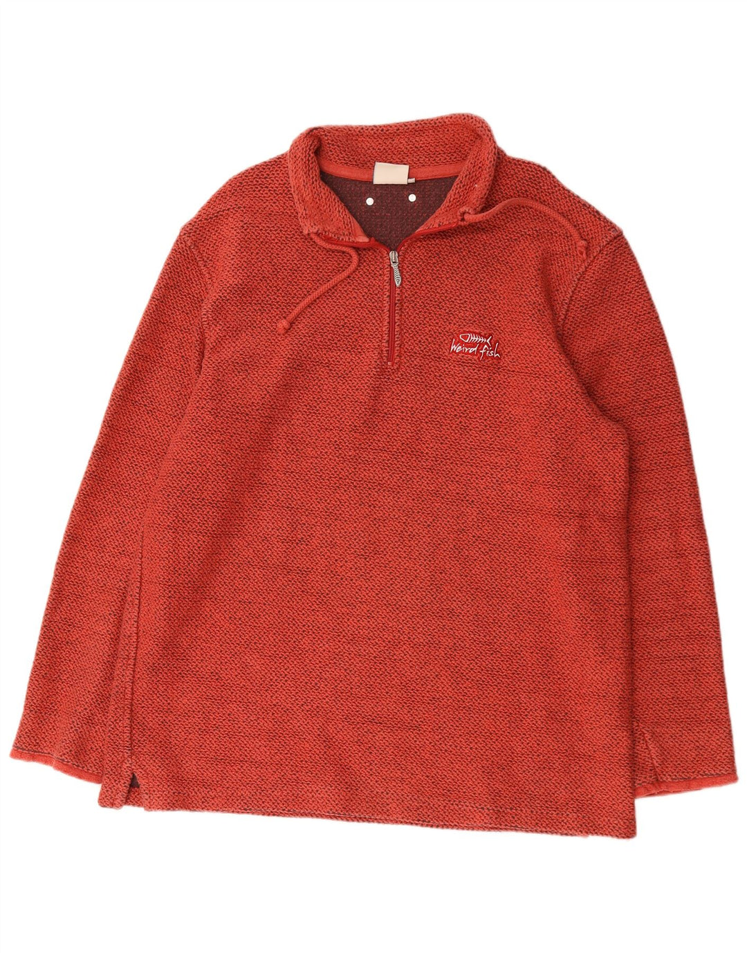 Weird Fish - Sudadera con cuello y cremallera para hombre, talla 2XL, algodón rojo