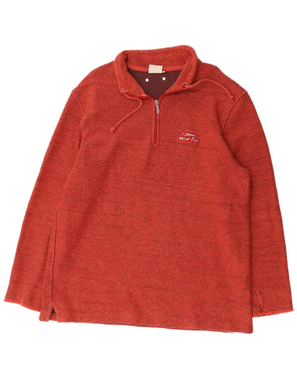 Weird Fish - Sudadera con cuello y cremallera para hombre, talla 2XL, algodón rojo