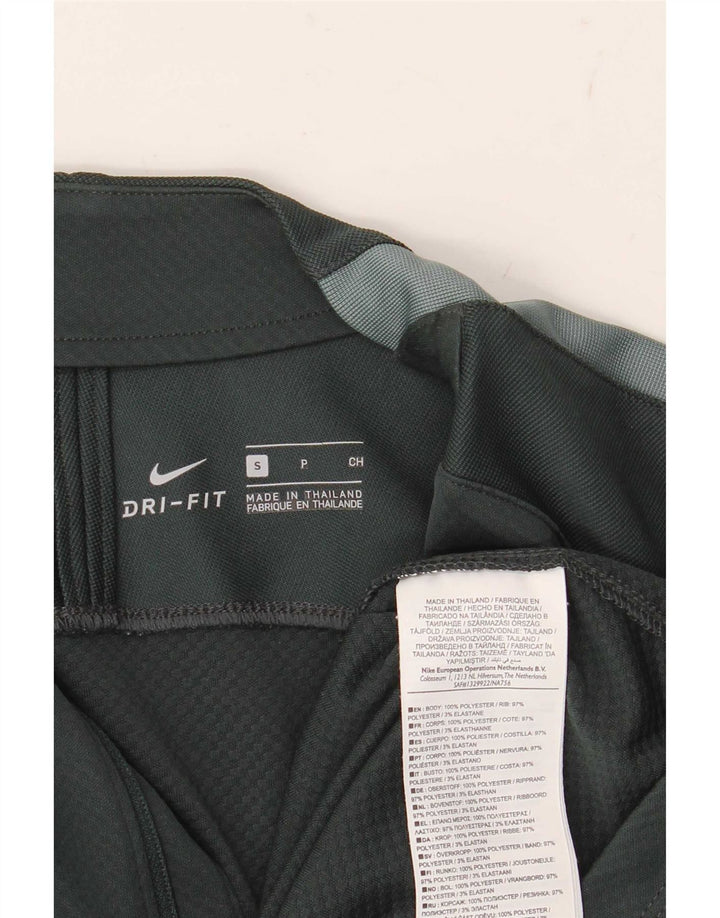 Nike - Camiseta con cuello y cremallera para hombre, manga larga, poliéster verde pequeño