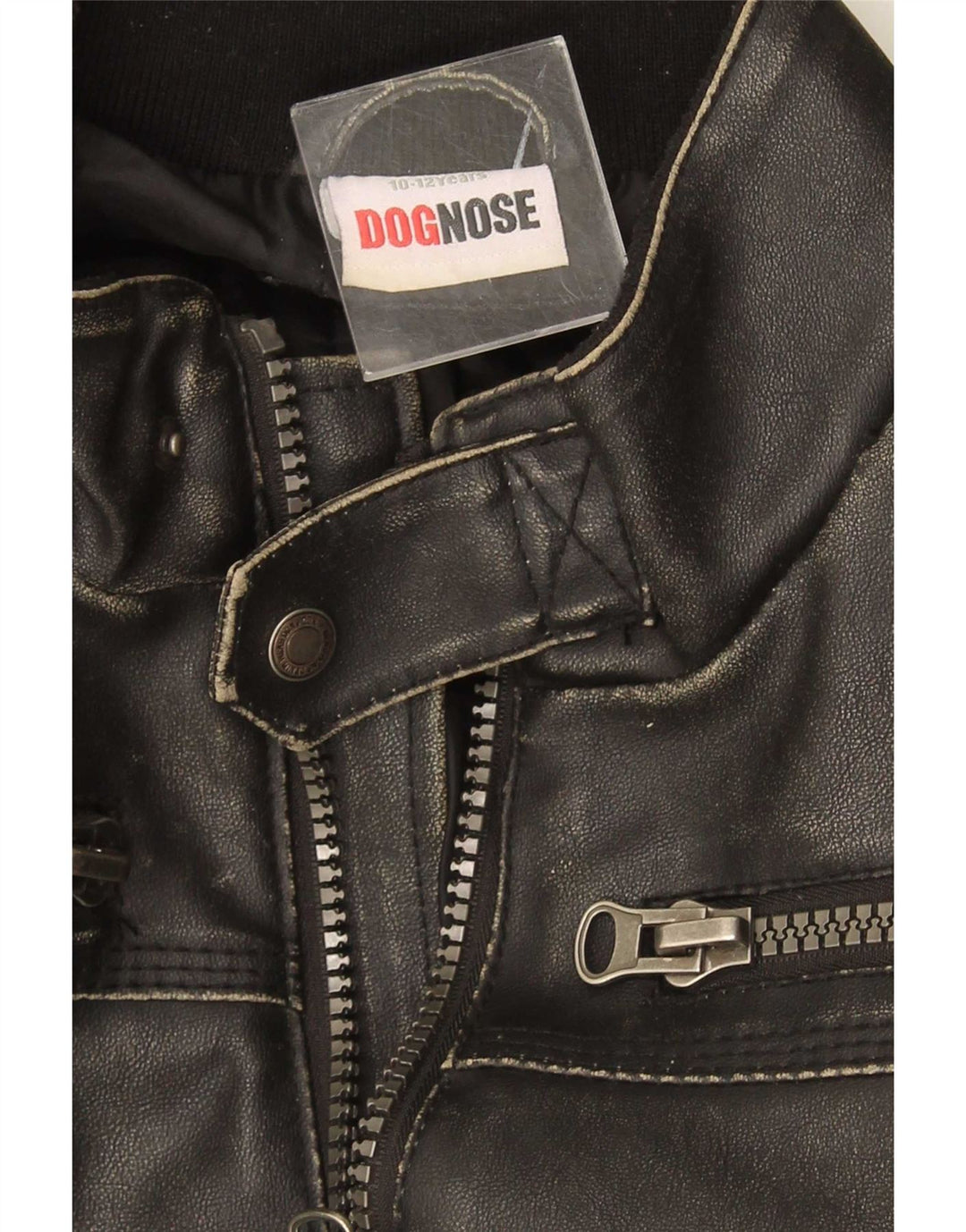 Dognose Chaqueta Bomber de Cuero para Niños 10-11 Años Negro