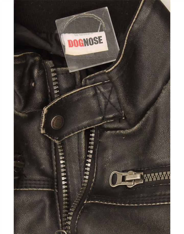 Dognose Chaqueta Bomber de Cuero para Niños 10-11 Años Negro