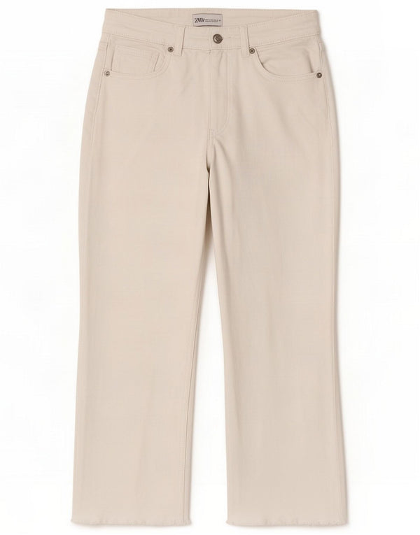 Zara Jeans recortados de cintura alta para mujer EU 40 Medium W30 L24 White