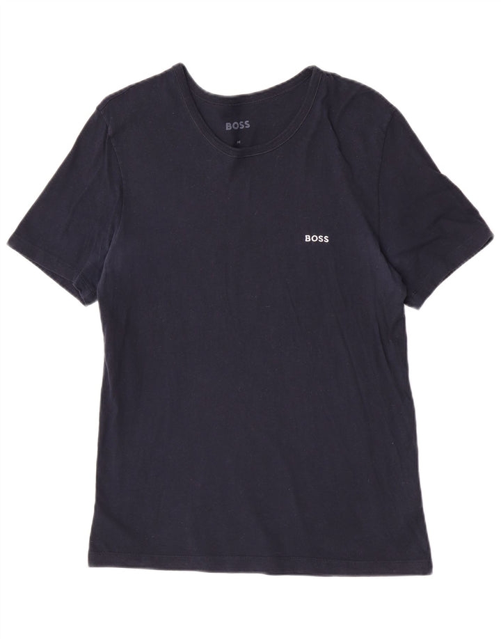 Hugo Boss Hombre Camiseta Top Medium Azul Marino Algodón