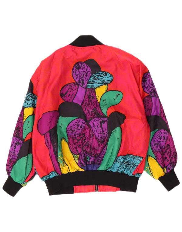 Vintage mujer patrón abstracto chaqueta bomber IT 46 grande multicolor