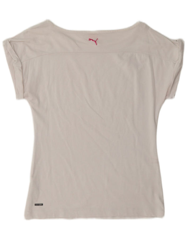 Puma Camiseta para mujer Top UK 12 Algodón geométrico blanco mediano