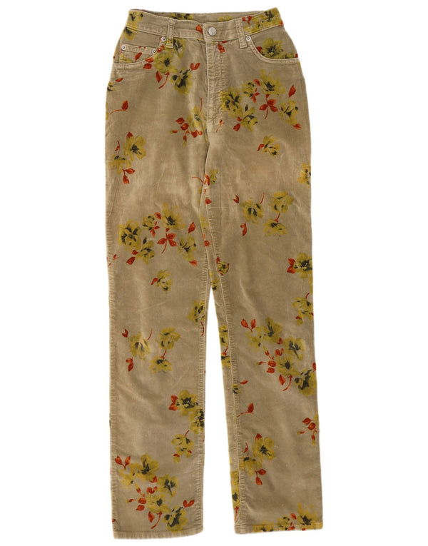 Pantalones Casuales Rectos Para Mujer Outrage W27 L30 Algodón Floral Caqui