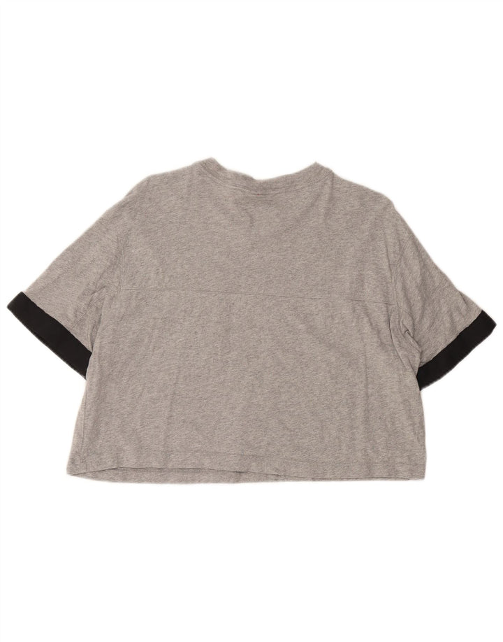 NIKE Camiseta corta con gráfico para mujer UK 40 Algodón con bloques de color gris medio