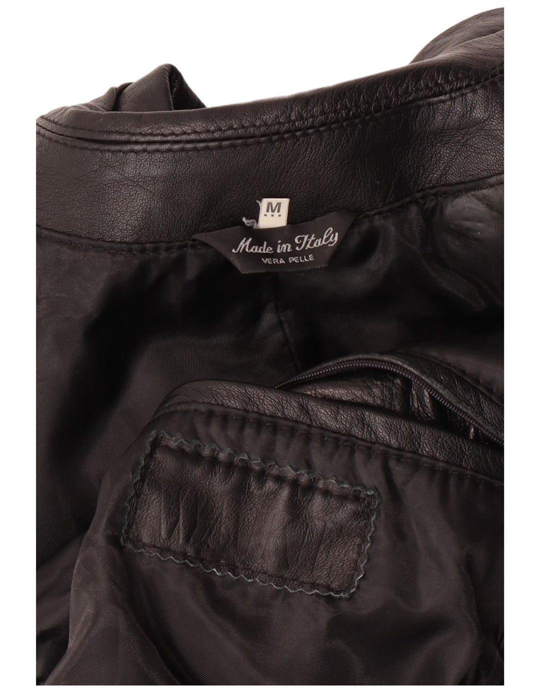 Vintage hombres chaqueta de cuero Reino Unido 38 medio negro cuero clásico