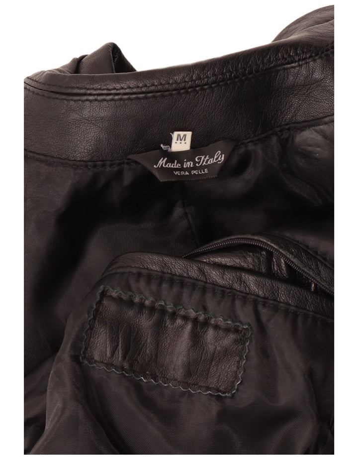 Vintage hombres chaqueta de cuero Reino Unido 38 medio negro cuero clásico