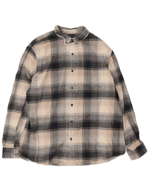 Marks & Spencer Camisa de Franela Regular Fit para Hombre 2XL Algodón a Cuadros Beige