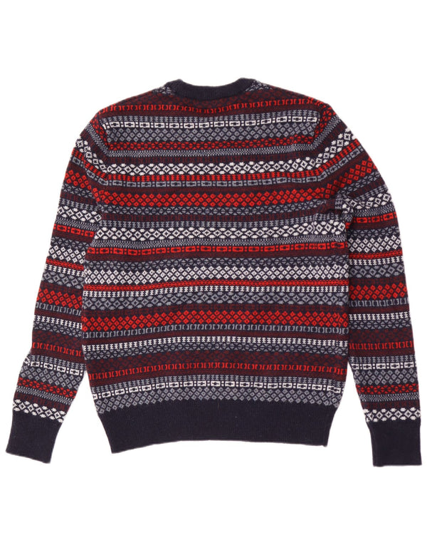 Gap Jersey De Cuello Redondo Para Hombre Jersey Pequeño De Lana De Cordero Geométrica Azul Marino