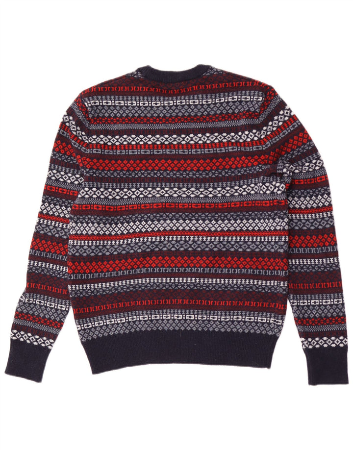 Gap Jersey De Cuello Redondo Para Hombre Jersey Pequeño De Lana De Cordero Geométrica Azul Marino