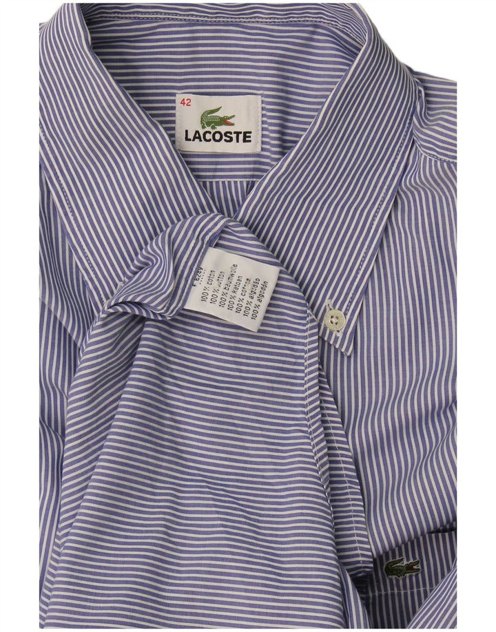 Camisa Lacoste Hombre Talla 42 Algodón Rayas Azul Grande