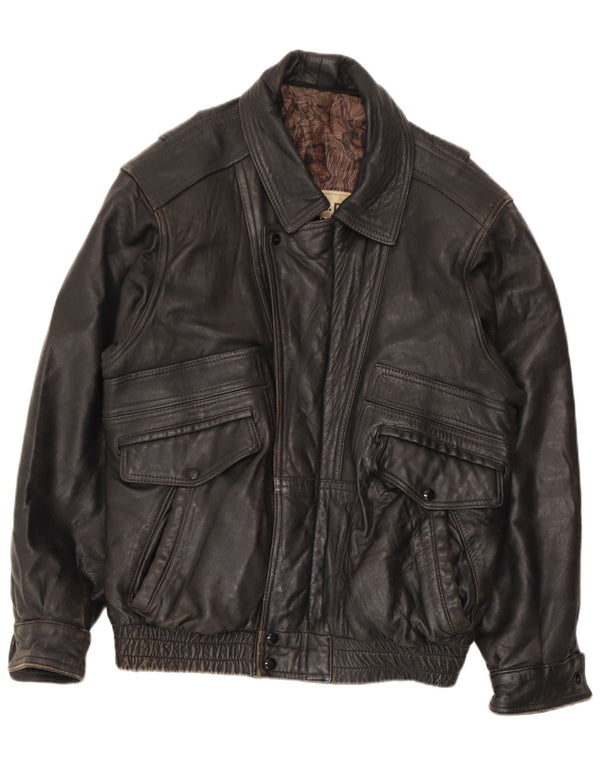 Vintage hombres chaqueta de cuero Reino Unido 36 pequeño cuero marrón