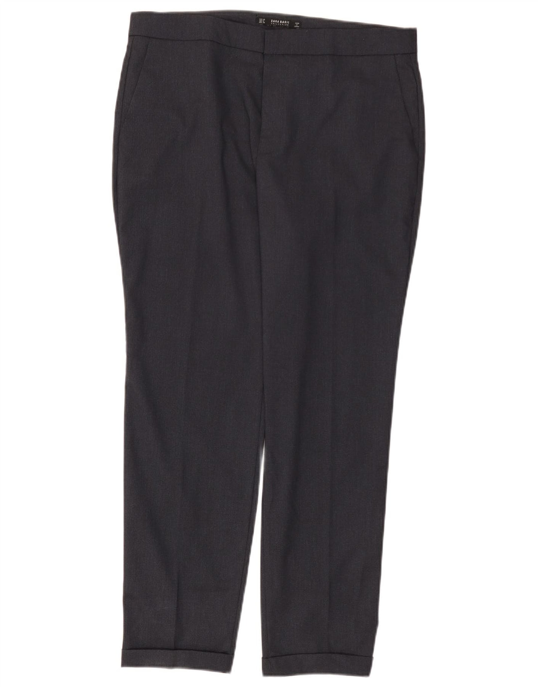 Zara Mujer Pantalón Chino Slim EU 40 Medium W30 L27 Azul Marino Poliéster