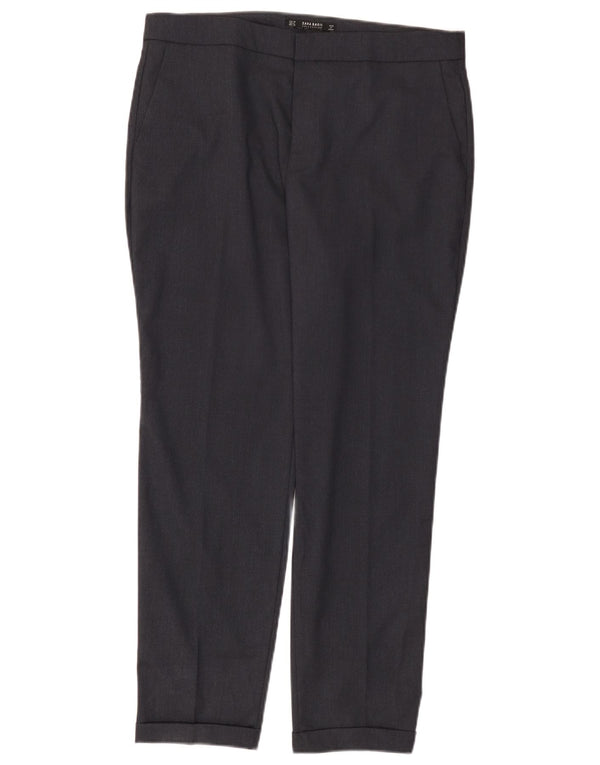 Zara Mujer Pantalón Chino Slim EU 40 Medium W30 L27 Azul Marino Poliéster