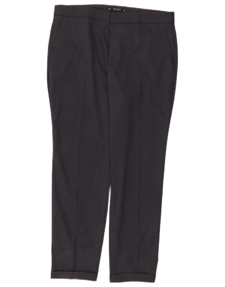 Zara Mujer Pantalón Chino Slim EU 40 Medium W30 L27 Azul Marino Poliéster
