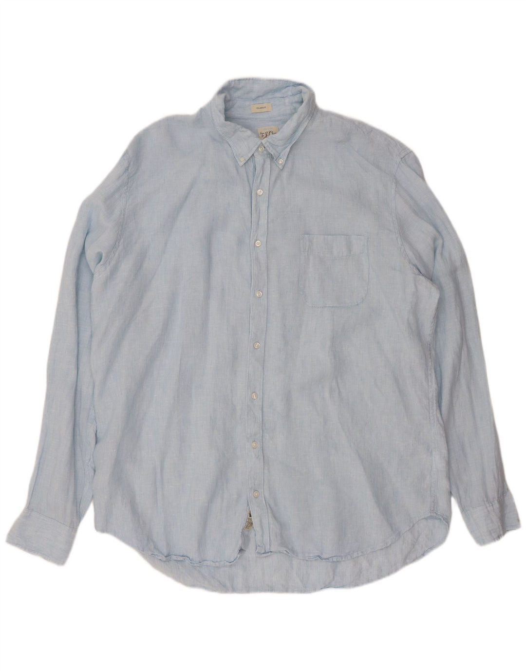J. CREW Camisa alta de corte clásico para hombre 2XL Lino azul