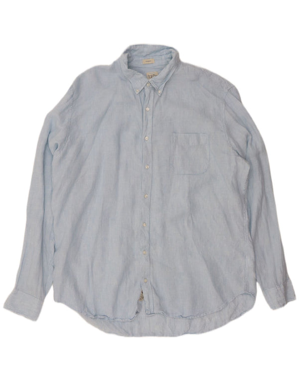 J. CREW Camisa alta de corte clásico para hombre 2XL Lino azul